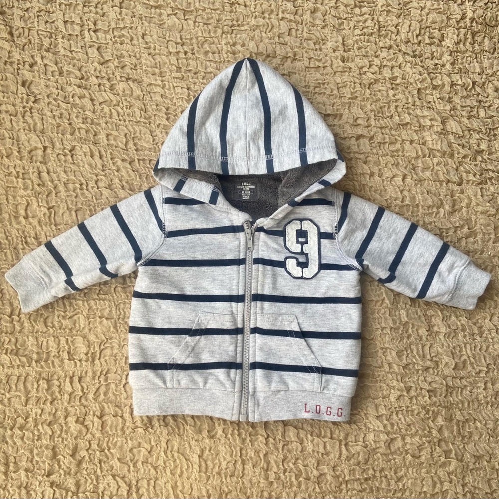 H&M Size 6-9M Boys Striped Hoodie